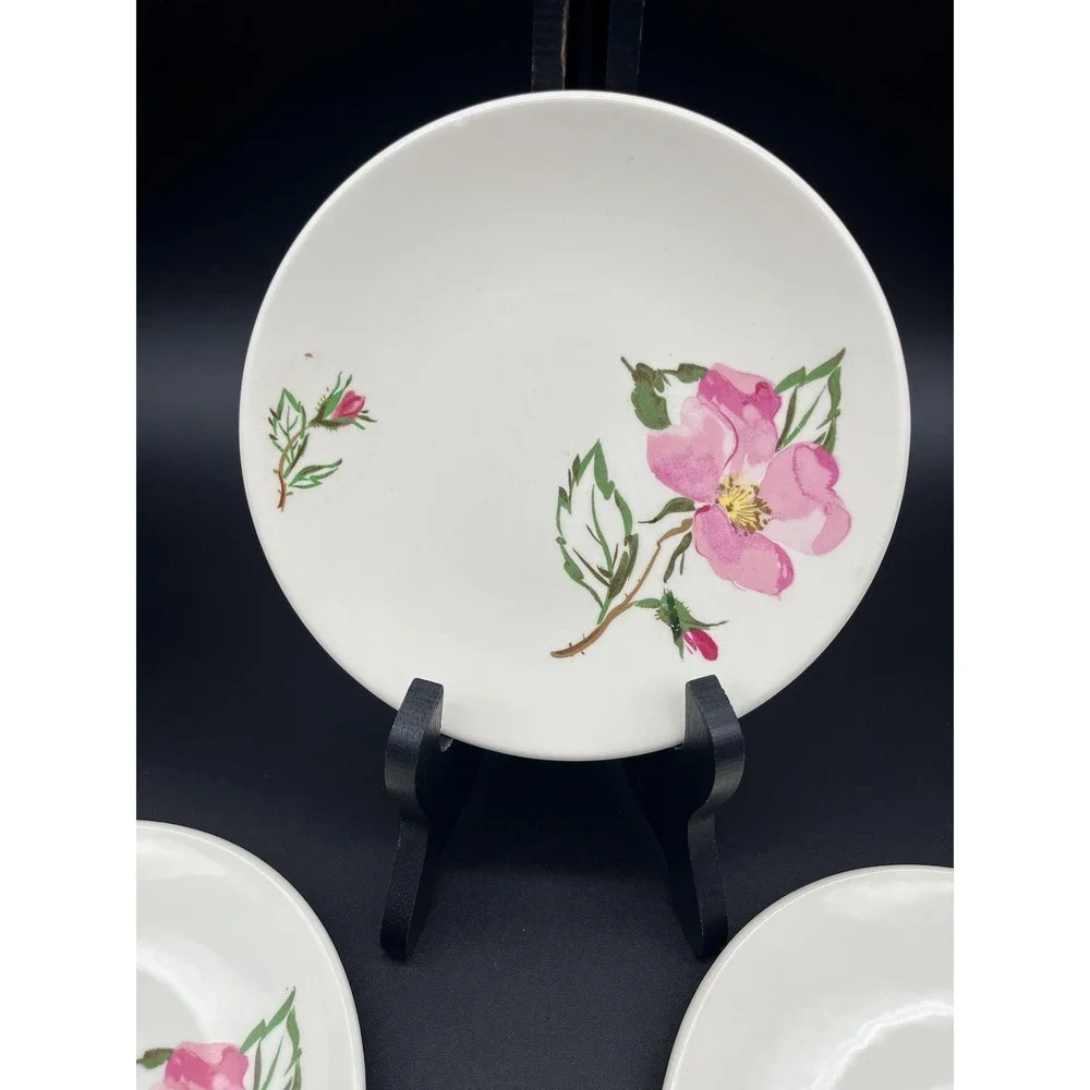 Knowles China Sweetbriar Bread and Butter Plate Set 6 Pieces Pink Roses Dinner